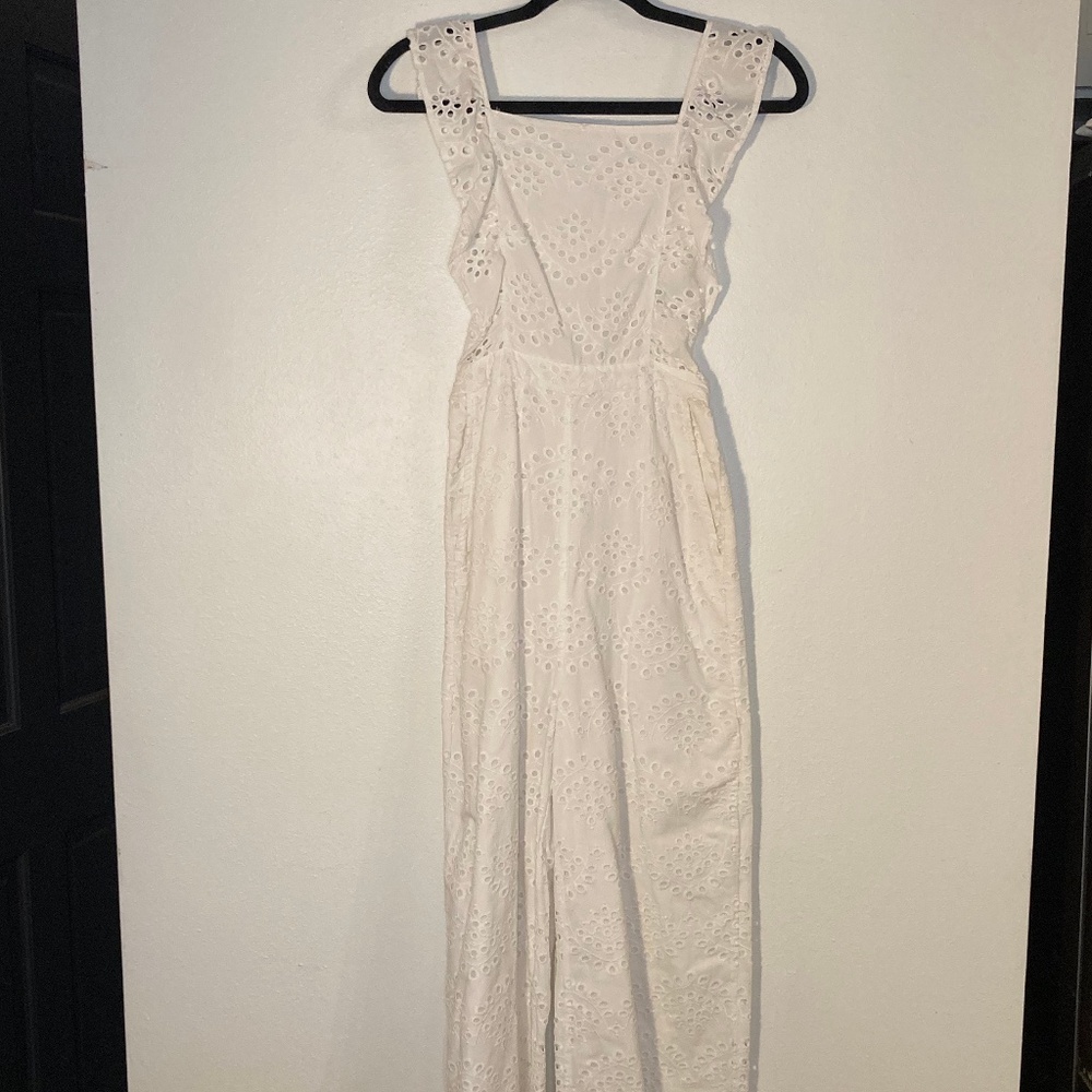 topshop floral embroidered eyelet cotton pinafore overalls backless jumpsuit